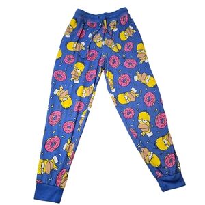 Mens Small Soft Homer Simpson Donut Pajama Lounge Jogger Bottoms